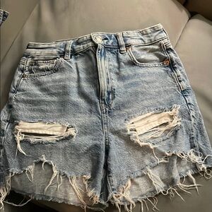 American Eagle Outfitters Blue Jean Shorts Distressed High-Waisted